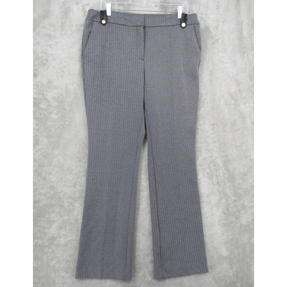 Anne Klein Pants 12 Herringbone Straight Leg  Preppy‎ Academia Career Office Zip